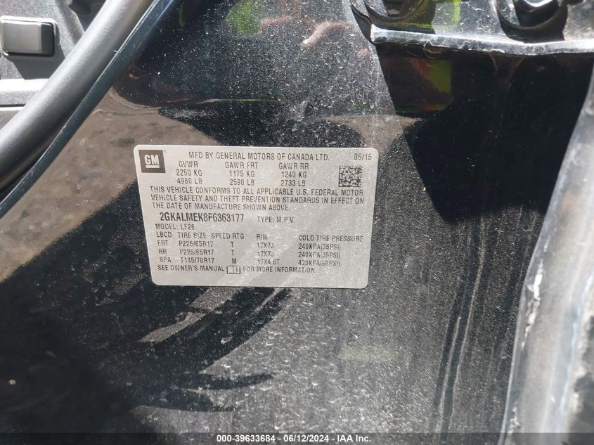 2015 GMC Terrain Sle-1 VIN: 2GKALMEK8F6363177 Lot: 39633684