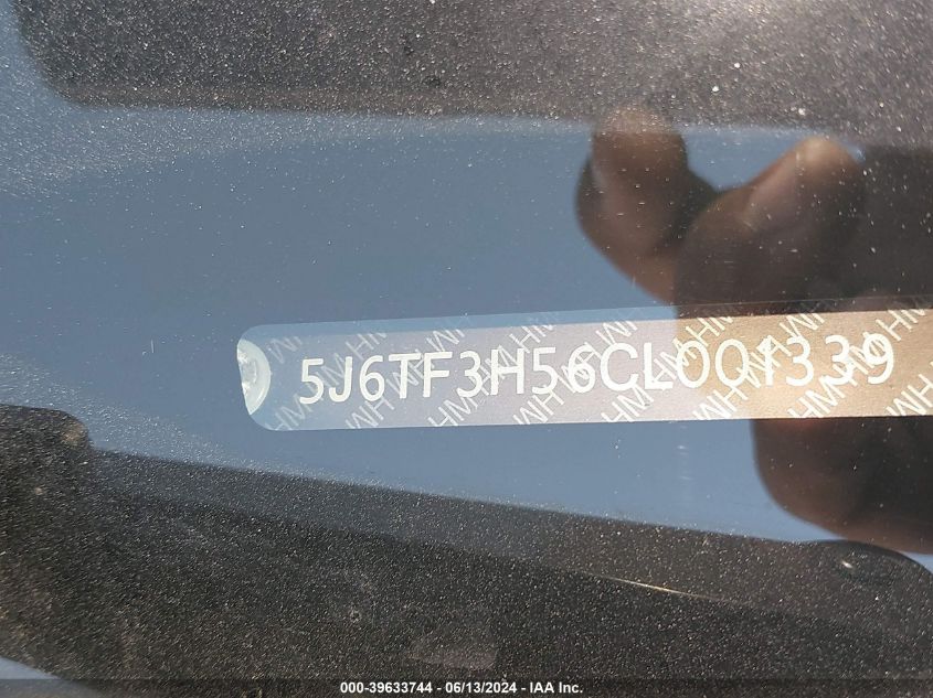 2012 Honda Crosstour 2.4 Ex-L VIN: 5J6TF3H56CL001339 Lot: 39633744