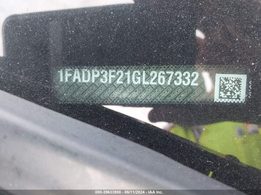 2016 Ford Focus Se VIN: 1FADP3F21GL267332 Lot: 39633908