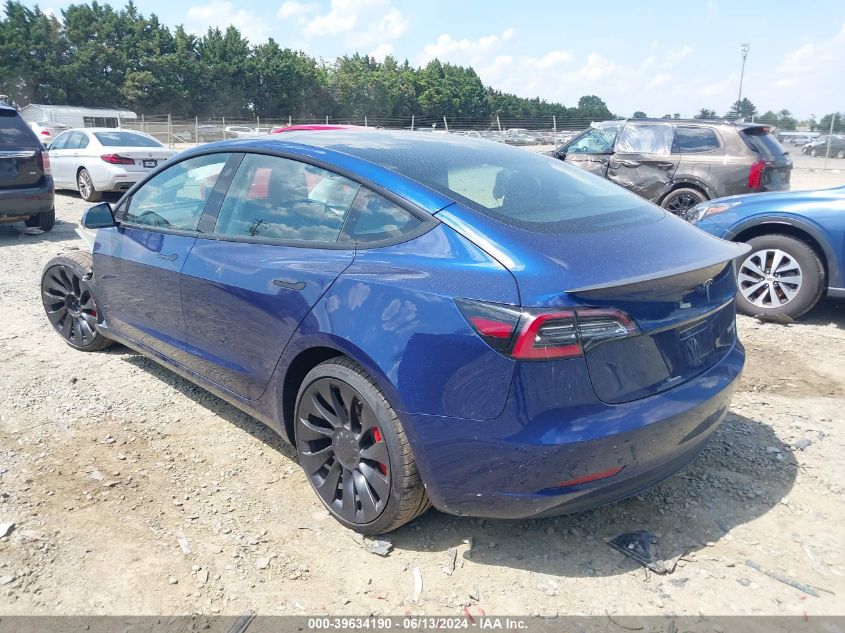 2022 Tesla Model 3 Performance Dual Motor All-Wheel Drive VIN: 5YJ3E1EC4NF330840 Lot: 39634190