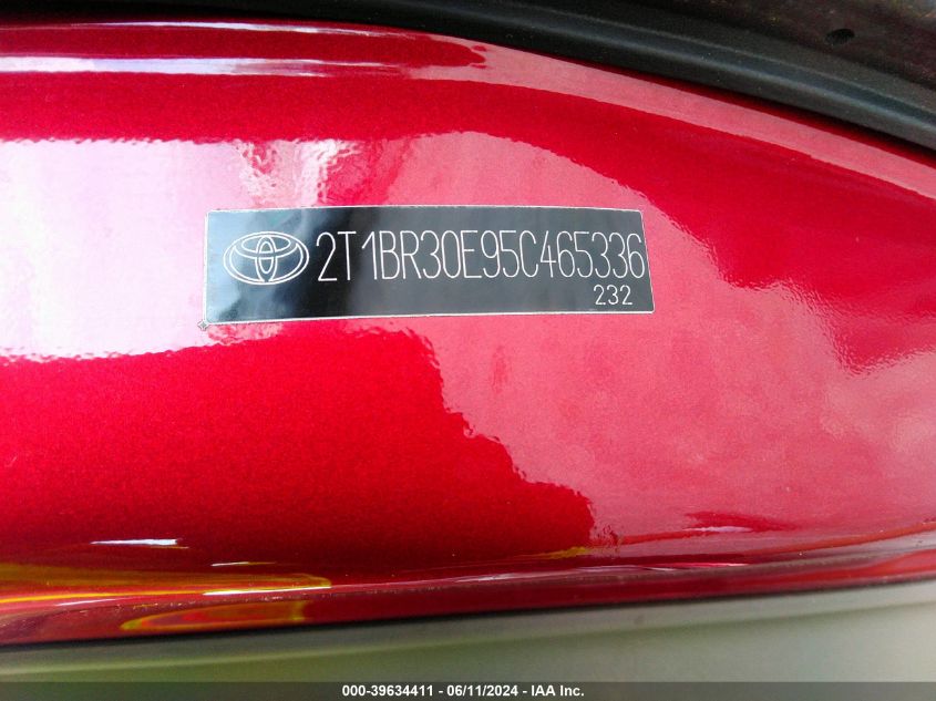 2005 Toyota Corolla Le VIN: 2T1BR30E95C465336 Lot: 39634411