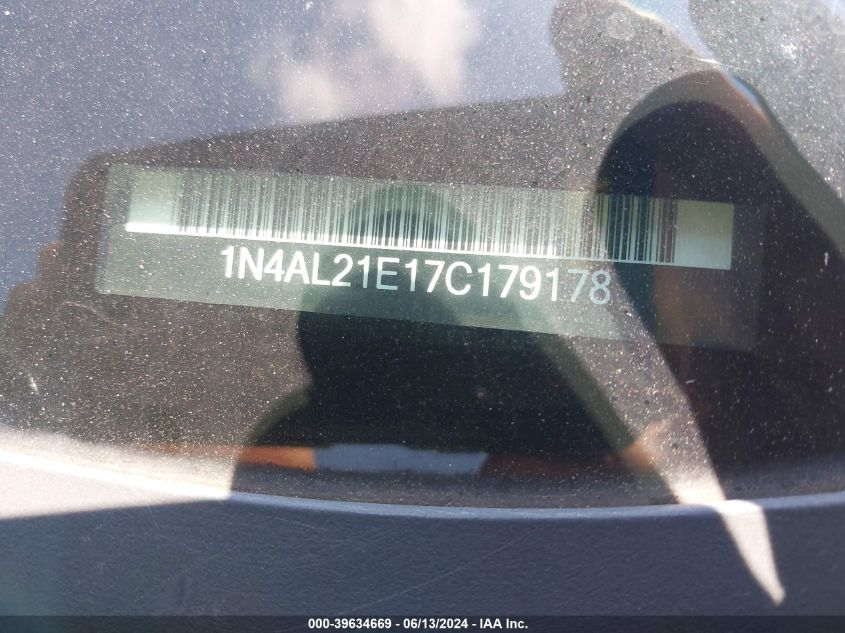 2007 Nissan Altima 2.5 S VIN: 1N4AL21E17C179178 Lot: 39634669