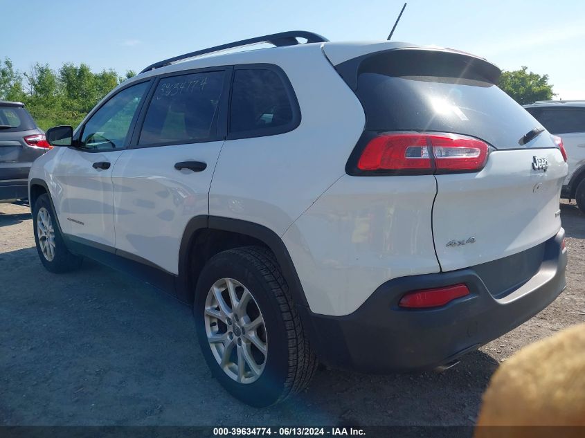 2016 Jeep Cherokee Sport VIN: 1C4PJMAB2GW170807 Lot: 39634774