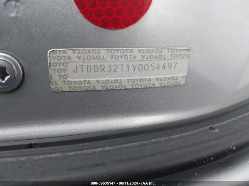 2000 Toyota Celica Gt VIN: JTDDR32T1Y0054497 Lot: 39635147