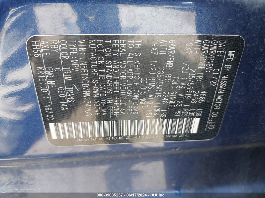 2022 NISSAN ROGUE PLATINUM INTELLIGENT AWD - JN8BT3DD7NW274268