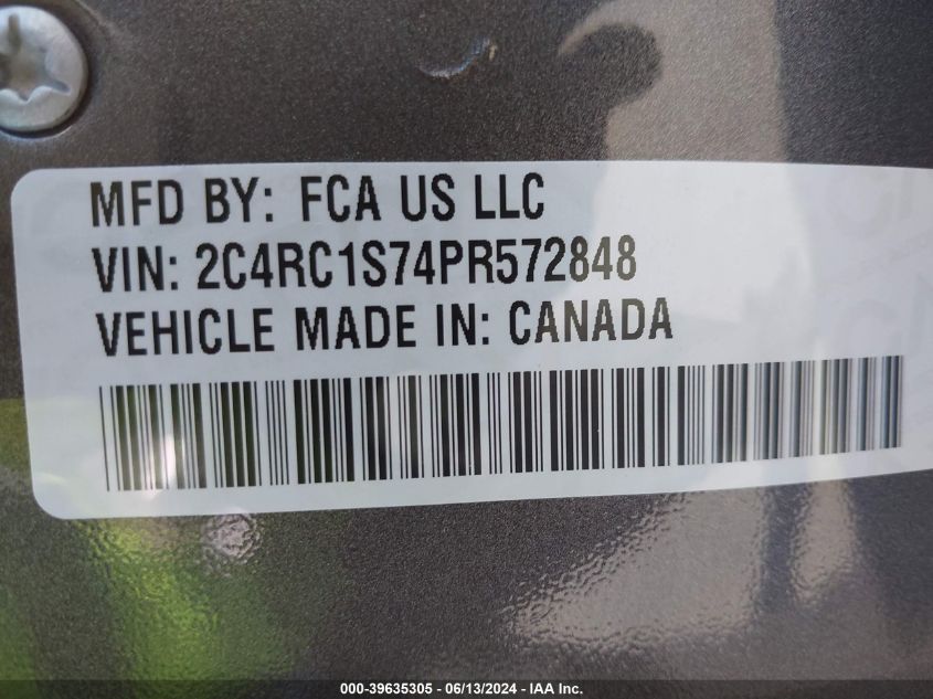 2023 Chrysler Pacifica Hybrid Limited VIN: 2C4RC1S74PR572848 Lot: 39635305