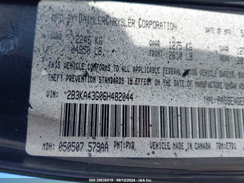2008 Dodge Charger Sxt VIN: 2B3KA33G68H309495 Lot: 39635419