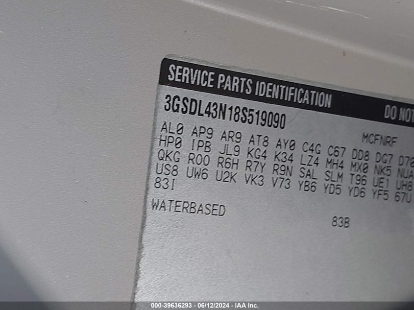 2008 Saturn Vue V6 Xe VIN: 3GSDL43N18S519090 Lot: 39636293