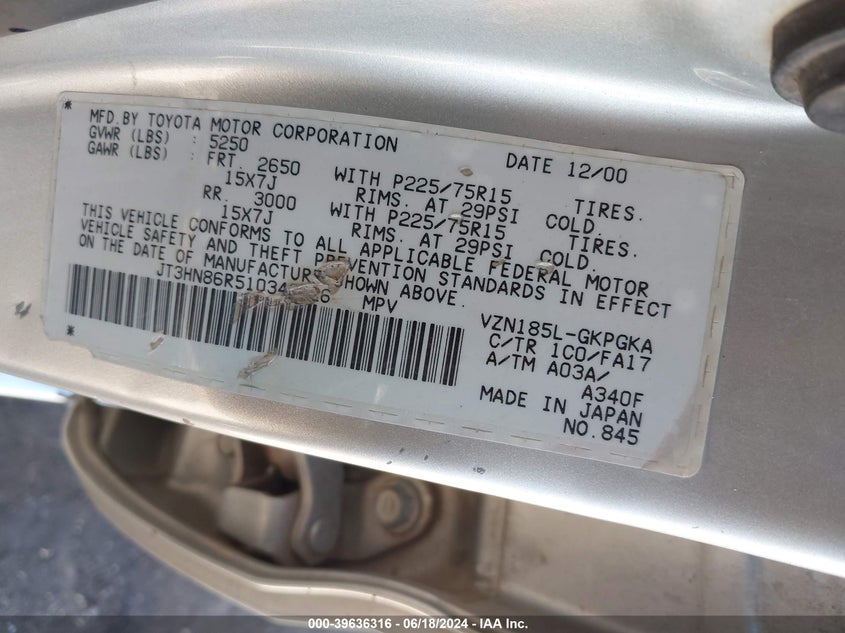 JT3HN86R510340226 2001 Toyota 4Runner Sr5 V6