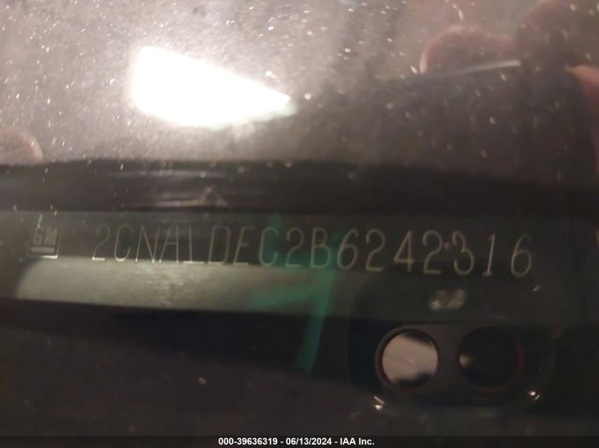 2011 Chevrolet Equinox 1Lt VIN: 2CNALDEC2B6242316 Lot: 39636319