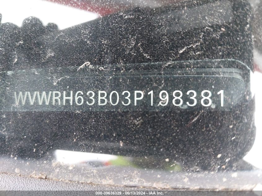 2003 Volkswagen Passat Glx VIN: WVWRH63B03P198381 Lot: 39636329