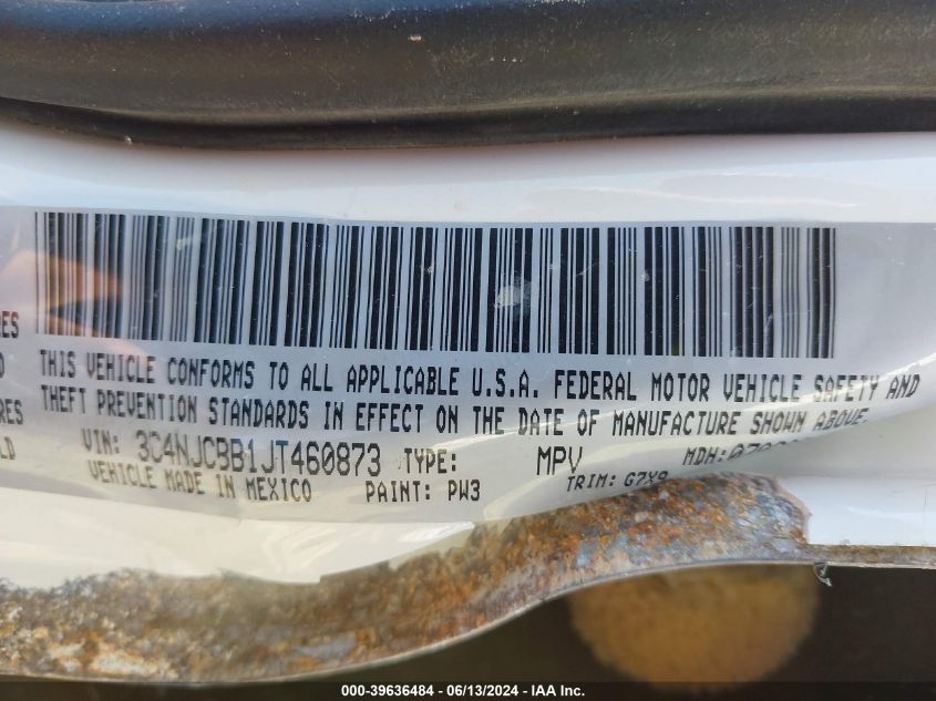 2018 Jeep Compass Altitude Fwd VIN: 3C4NJCBB1JT460873 Lot: 39636484