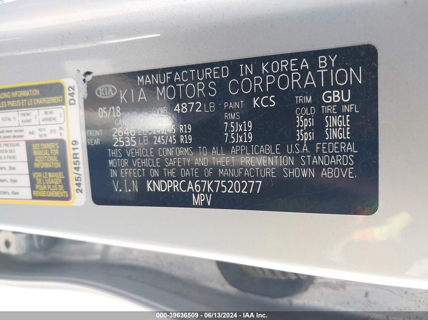 2019 KIA SPORTAGE SX TURBO - KNDPRCA67K7520277