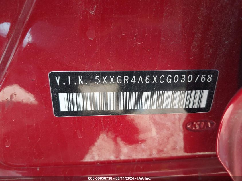 2012 Kia Optima Sx VIN: 5XXGR4A6XCG030768 Lot: 39636738