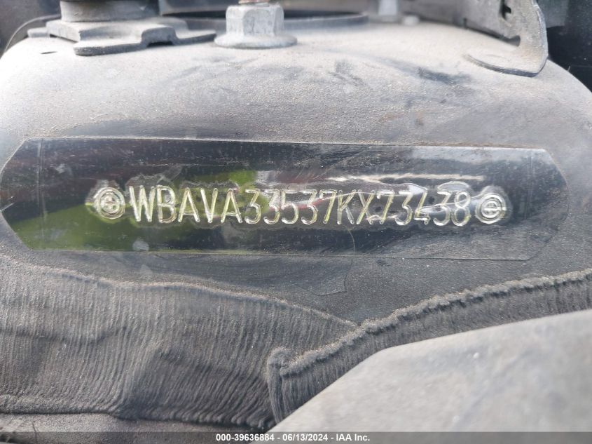 2007 BMW 328I VIN: WBAVA33537KX73438 Lot: 39636884