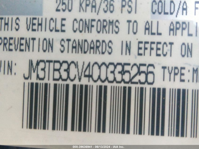 2012 Mazda Cx-9 Touring VIN: JM3TB3CV4C0335256 Lot: 39636941