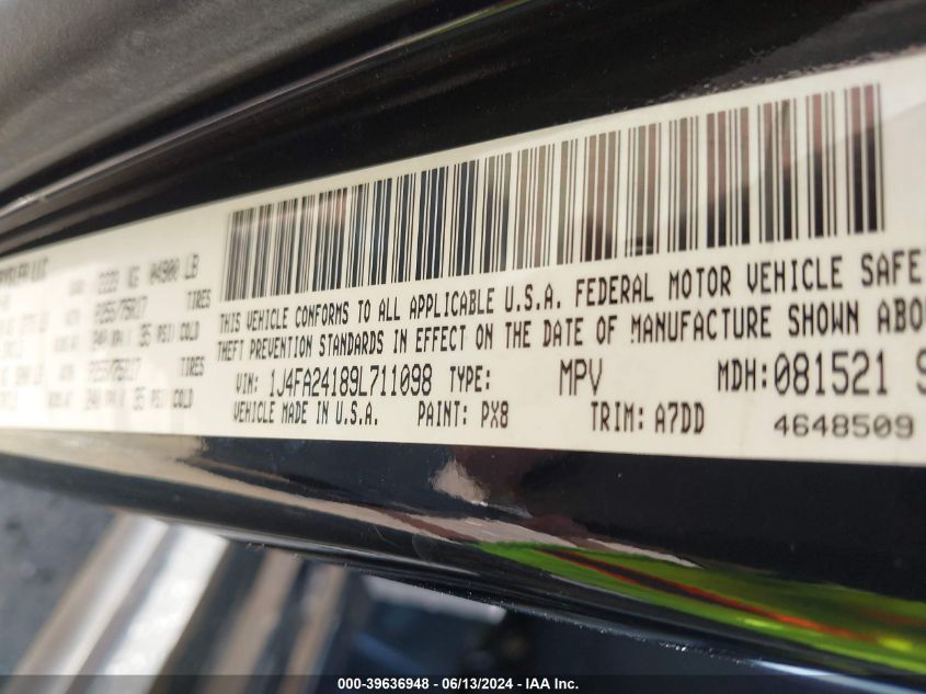 2009 Jeep Wrangler X VIN: 1J4FA24189L711098 Lot: 39636948