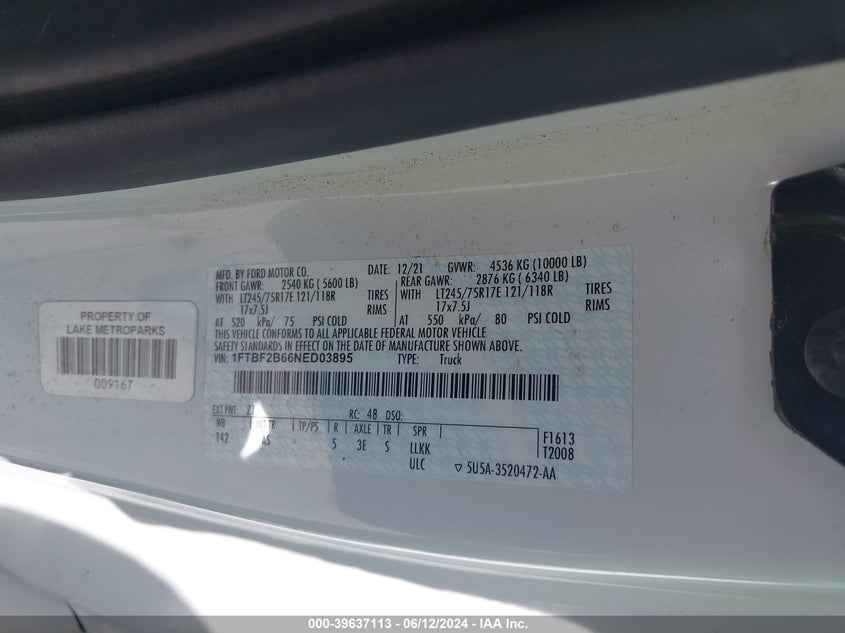 2022 FORD F-250 XL - 1FTBF2B66NED03895