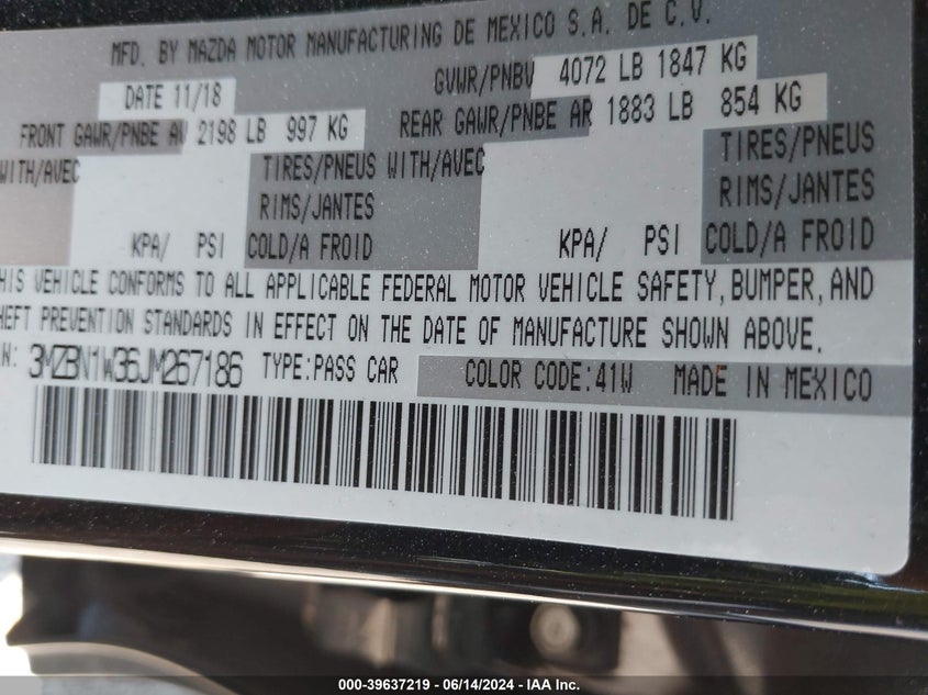 2018 MAZDA MAZDA3 GRAND TOURING - 3MZBN1W36JM267186