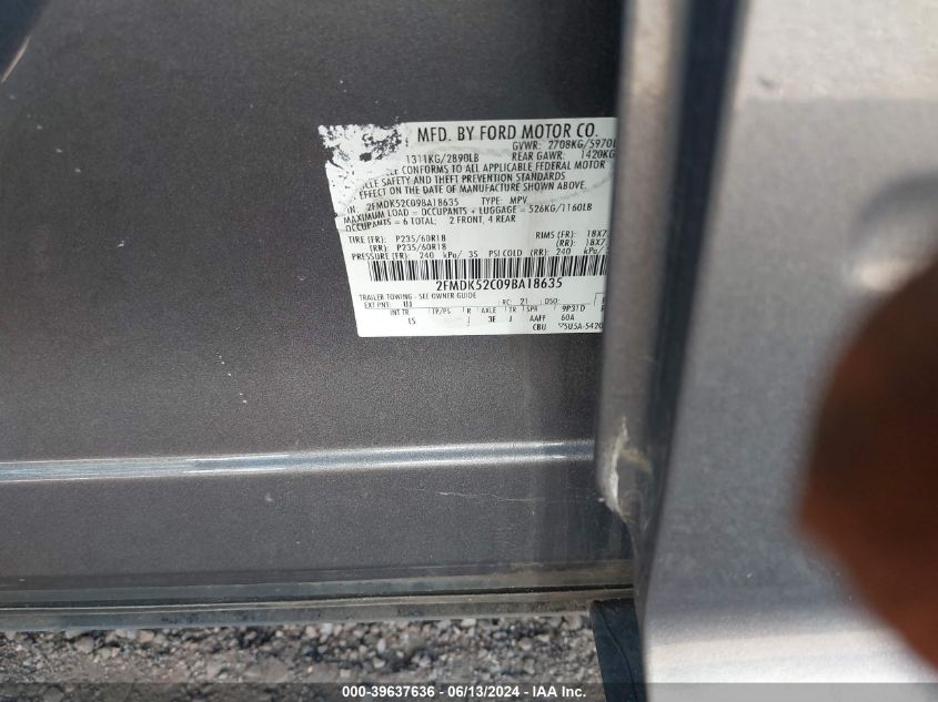 2009 Ford Flex Sel VIN: 2FMDK52C09BA18635 Lot: 39637636