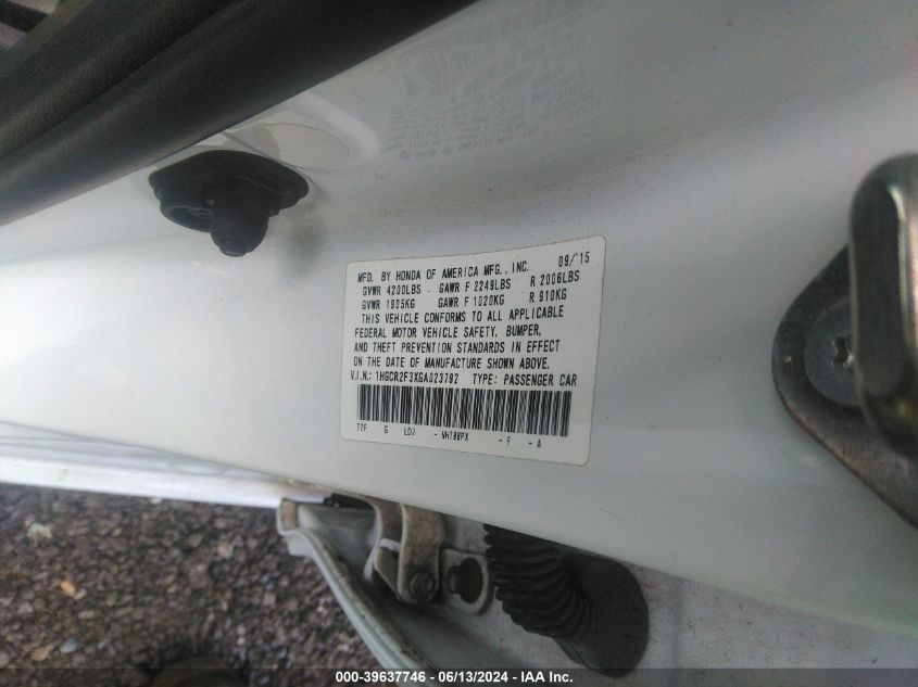 1HGCR2F3XGA023792 2016 Honda Accord Lx