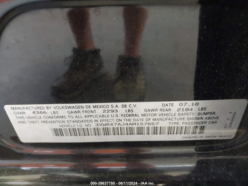 2010 Volkswagen Jetta Limited Edition VIN: 3VWRX7AJ4AM157657 Lot: 39637780