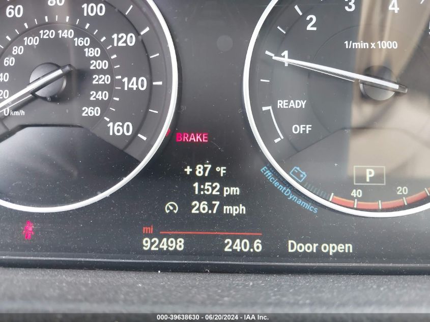 2014 BMW 335I VIN: WBA3A9C52EF478413 Lot: 39638630