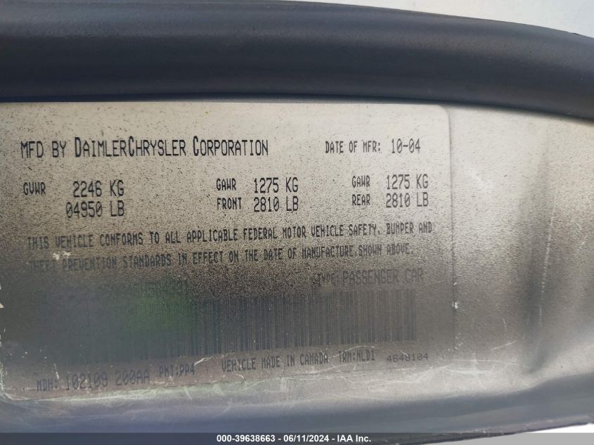 2005 Chrysler 300 Touring VIN: 2C3JA53G45H564331 Lot: 39638663