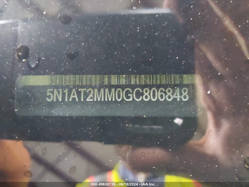 2016 Nissan Rogue S VIN: 5N1AT2MM0GC806848 Lot: 39638735