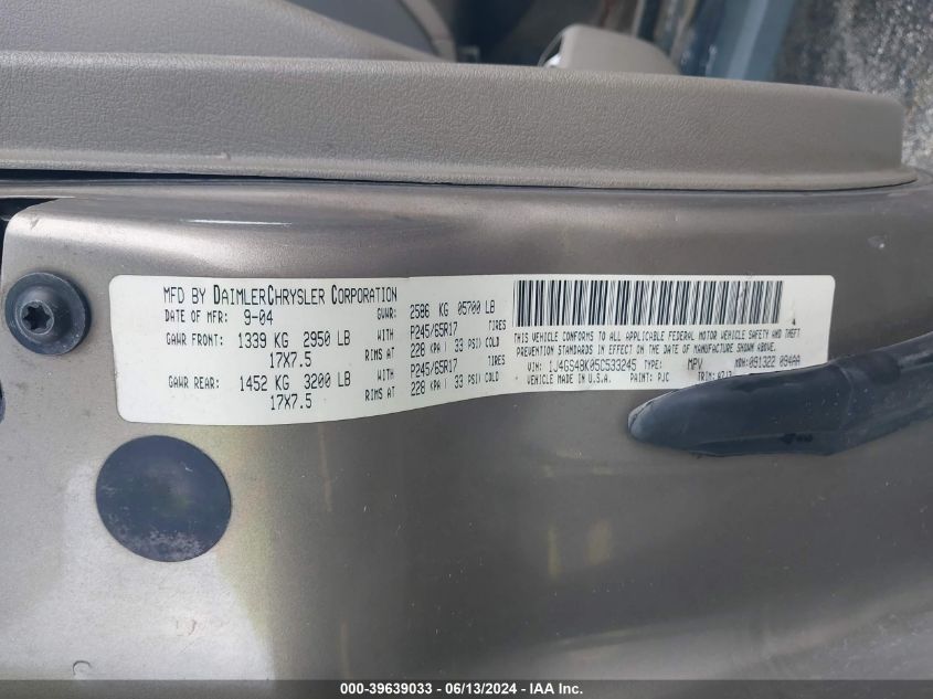 2005 Jeep Grand Cherokee Laredo VIN: 1J4GS48K05C533245 Lot: 39639033