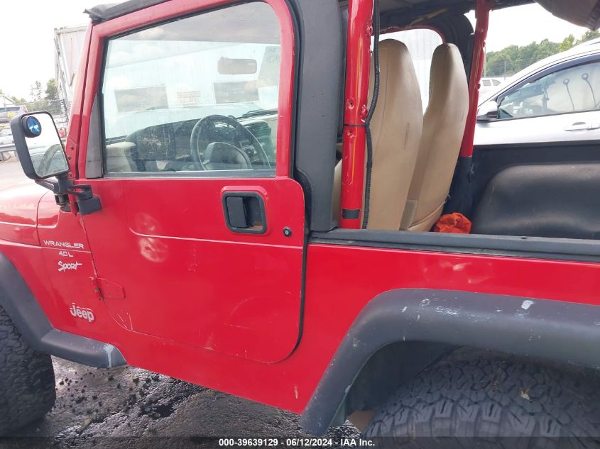 1999 Jeep Wrangler Sport VIN: 1J4FY19S6XP455833 Lot: 39639129