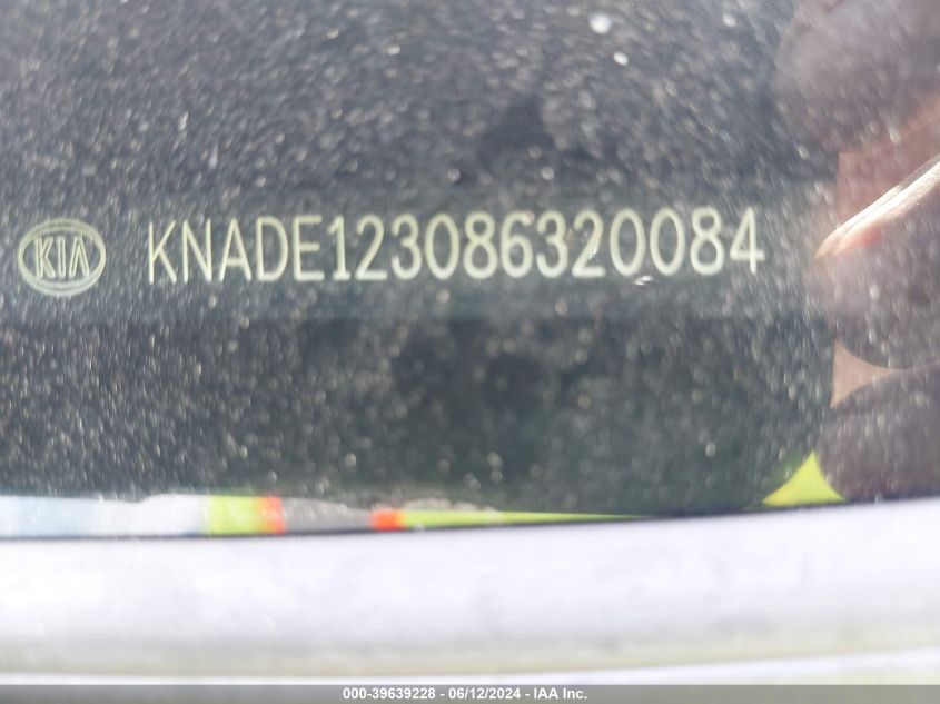 2008 Kia Rio Lx VIN: KNADE123086320084 Lot: 39639228