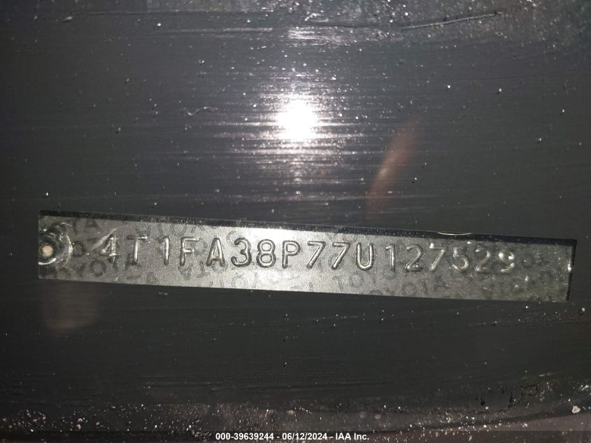 2007 Toyota Camry Solara Sle VIN: 4T1FA38P77U127529 Lot: 39639244