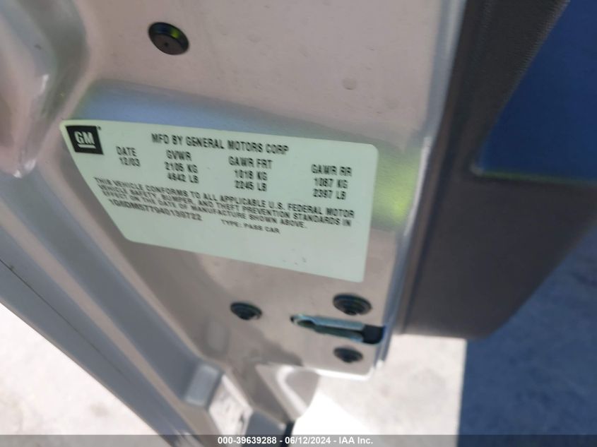 2004 Cadillac Cts Standard VIN: 1G6DM577940139722 Lot: 39639288