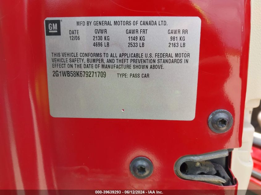 2007 Chevrolet Impala Ls VIN: 2G1WB58K679271709 Lot: 39639293