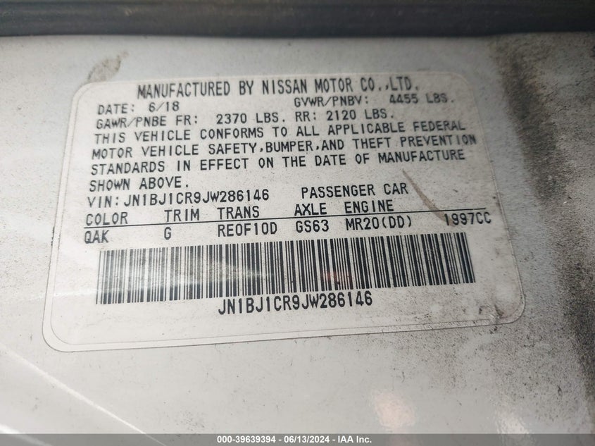 2018 Nissan Rogue Sport S VIN: JN1BJ1CR9JW286146 Lot: 39639394