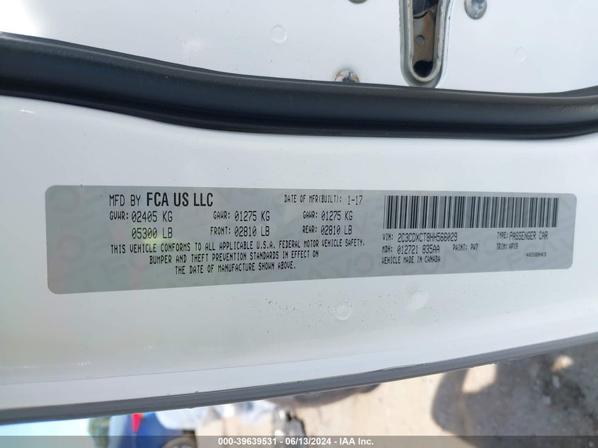 2017 Dodge Charger R/T Rwd VIN: 2C3CDXCT8HH566029 Lot: 39639531