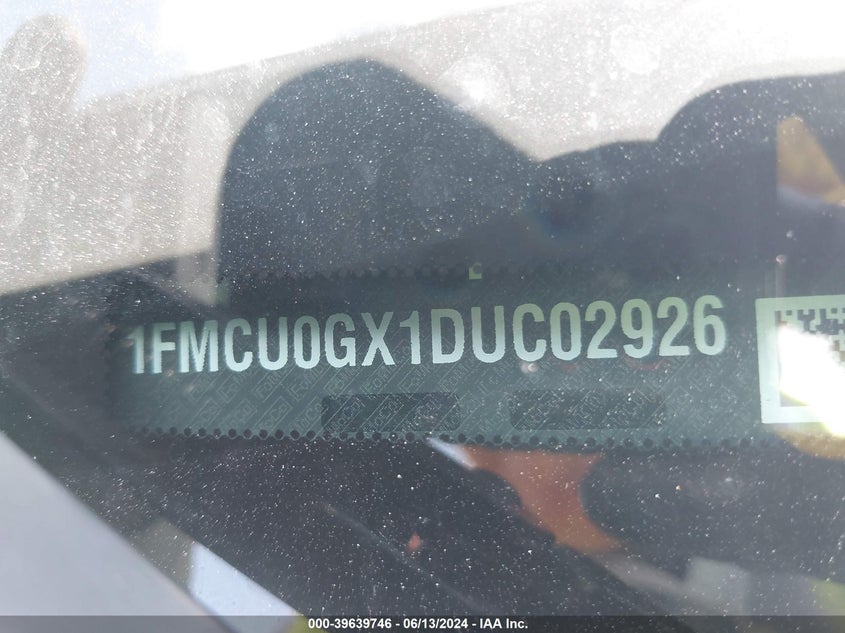 2013 Ford Escape Se VIN: 1FMCU0GX1DUC02926 Lot: 39639746