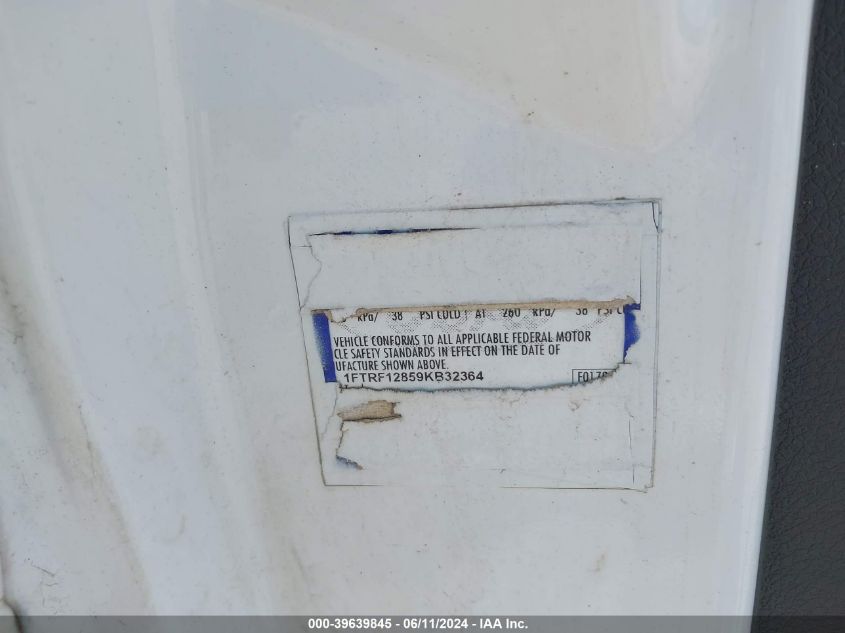 2009 Ford F-150 Xl/Xlt VIN: 1FTRF12859KB32364 Lot: 39639845
