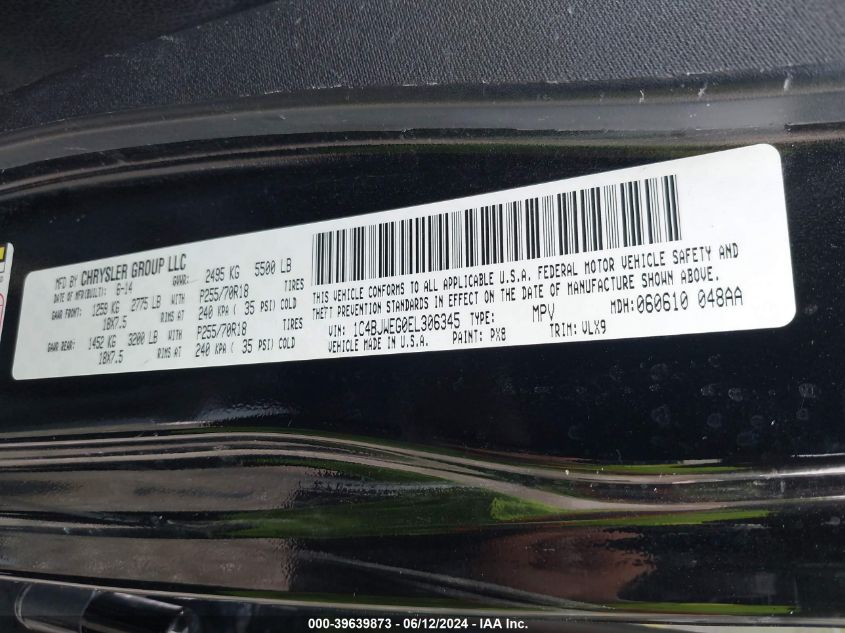 2014 Jeep Wrangler Unlimited Altitude VIN: 1C4BJWEG0EL306345 Lot: 39639873