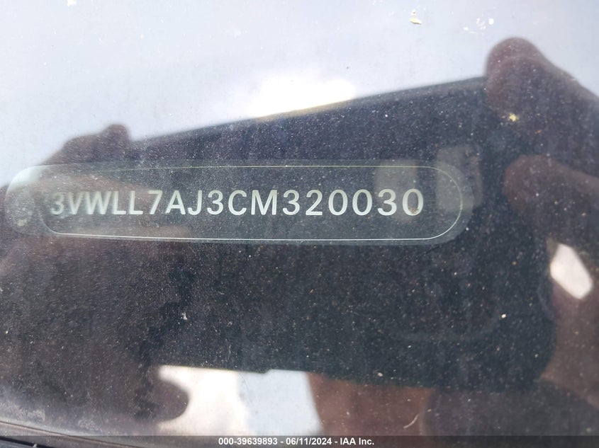 2012 Volkswagen Jetta 2.0L Tdi VIN: 3VWLL7AJ3CM320030 Lot: 39639893