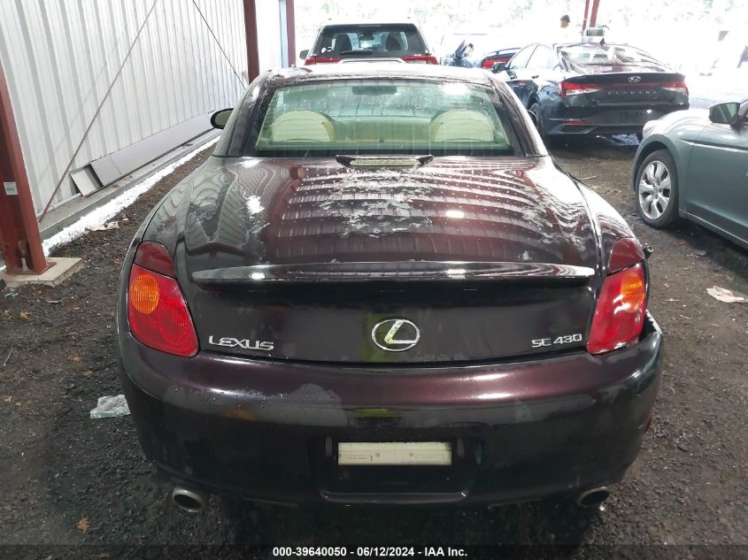 2002 Lexus Sc 430 VIN: JTHFN48Y420004924 Lot: 39640050