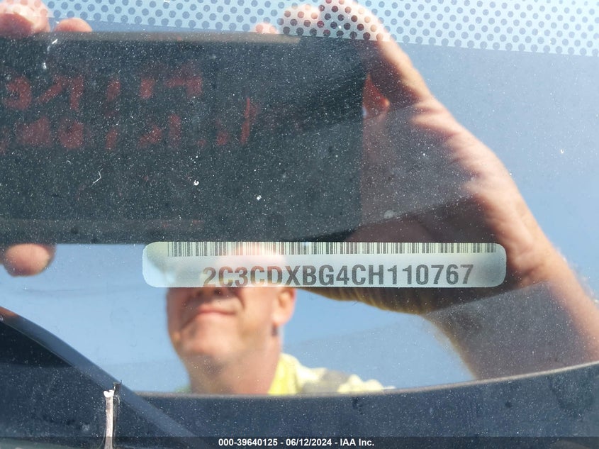 2012 Dodge Charger Se VIN: 2C3CDXBG4CH110767 Lot: 39640125