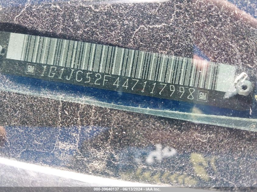2004 Chevrolet Cavalier VIN: 1G1JC52F447117998 Lot: 39640137