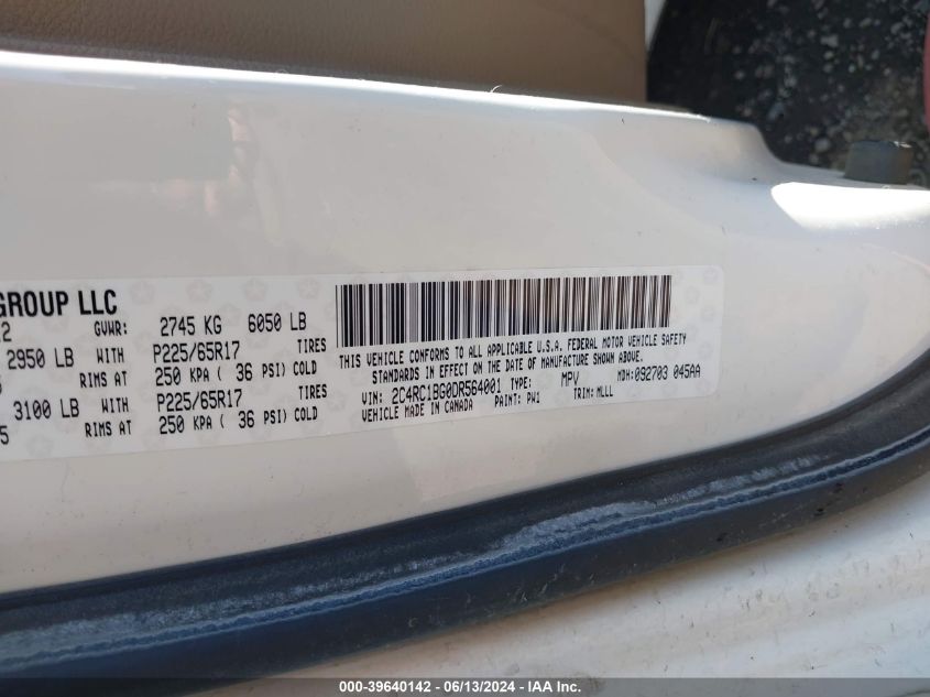 2013 Chrysler Town & Country Touring VIN: 2C4RC1BG0DR564001 Lot: 39640142