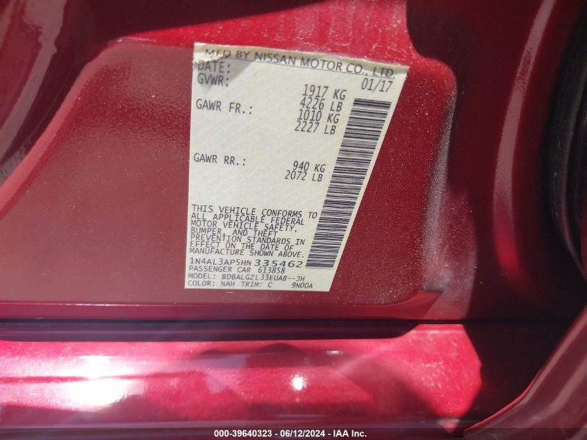 VIN 1N4AL3AP5HN335462 2017 NISSAN ALTIMA 2.5 S
