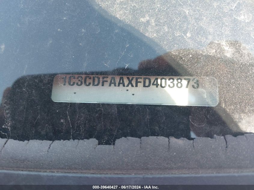 2015 Dodge Dart Se VIN: 1C3CDFAAXFD403873 Lot: 39640427