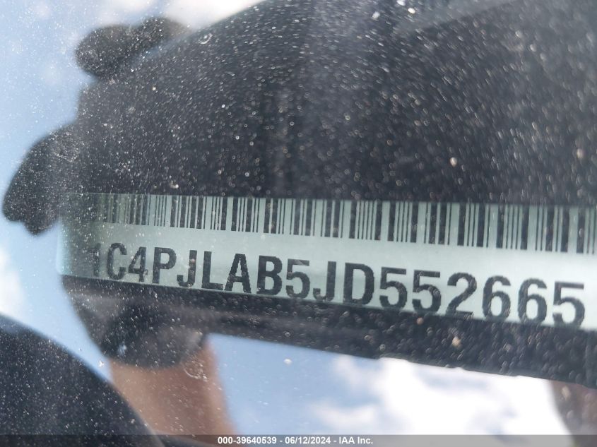 2018 Jeep Cherokee Sport VIN: 1C4PJLAB5JD552665 Lot: 39640539