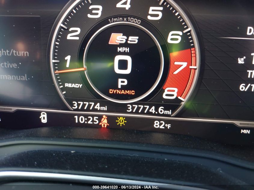 2019 Audi S5 3.0T Premium VIN: WAUC4CF59KA090989 Lot: 39641020