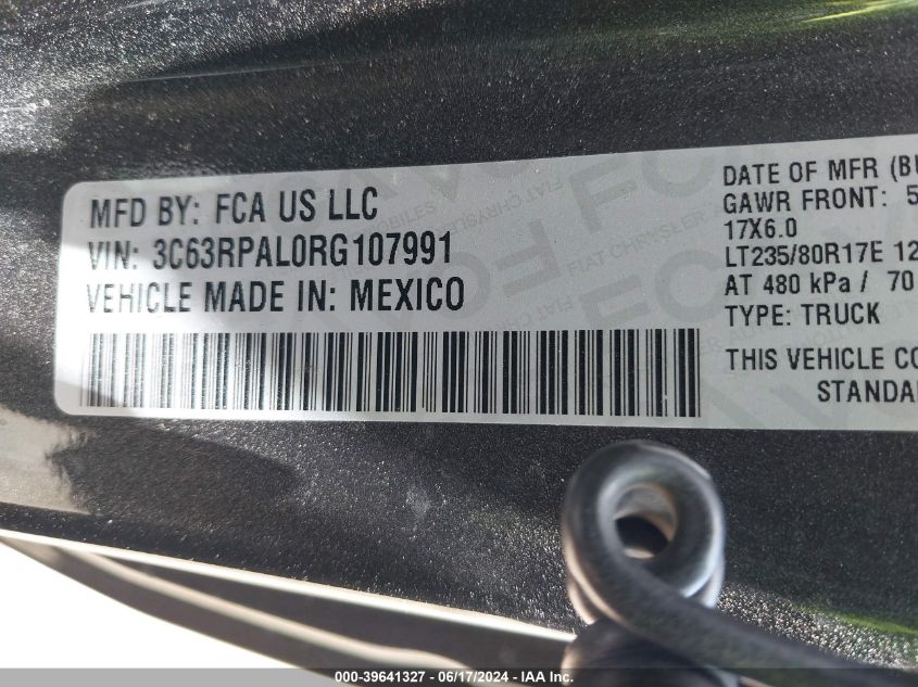 2024 Ram 3500 Tradesman Regular Cab 4X2 8' Box VIN: 3C63RPAL0RG107991 Lot: 39641327